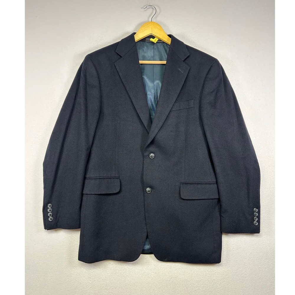Quiet Luxury Arnold Brant Men 40R Navy Blue 100% Cashmere 2 Button Blazer Jacket